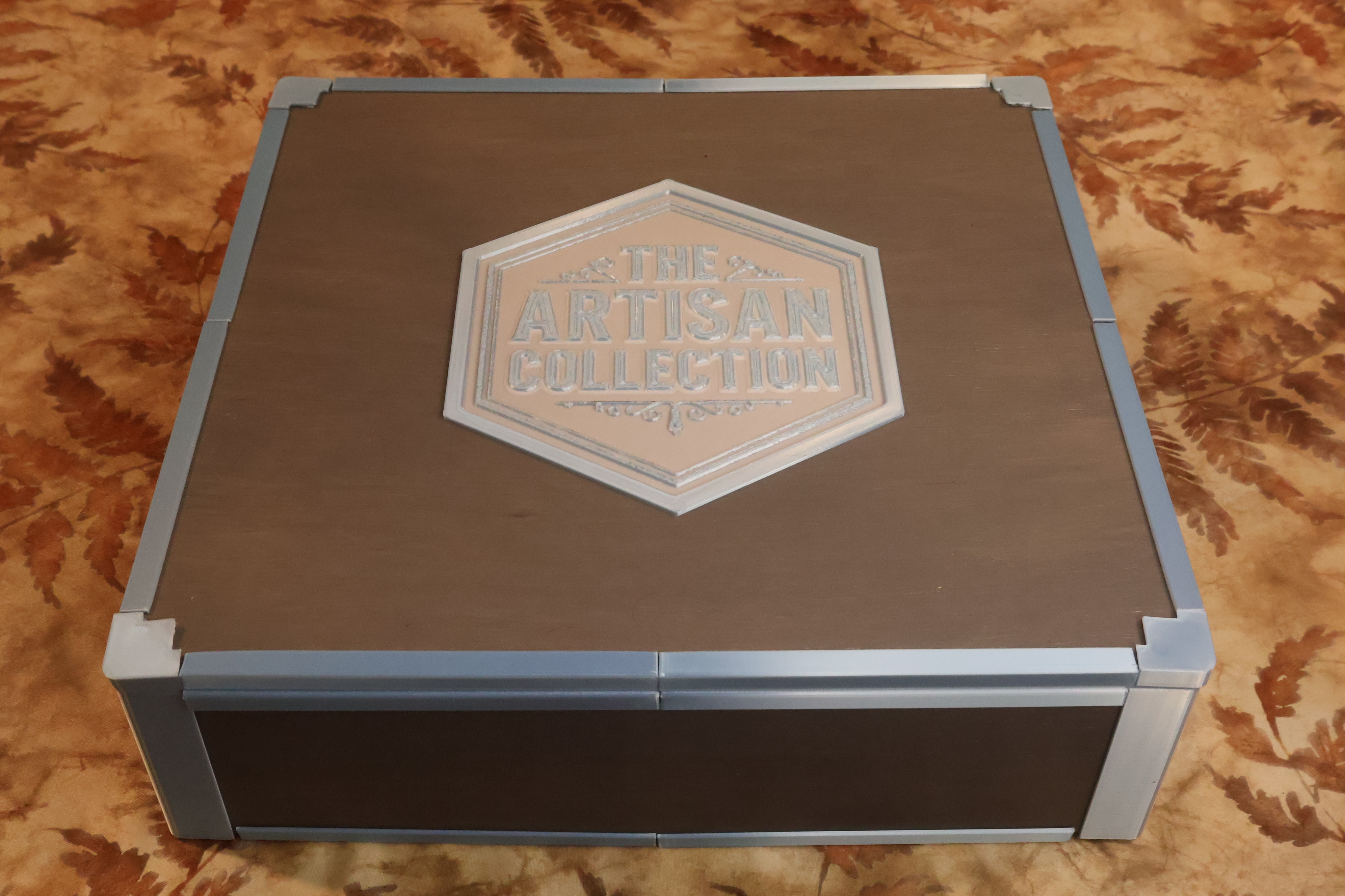 Hand-finished wooden Catan Artisan box in driftwood Weathered Grey stain