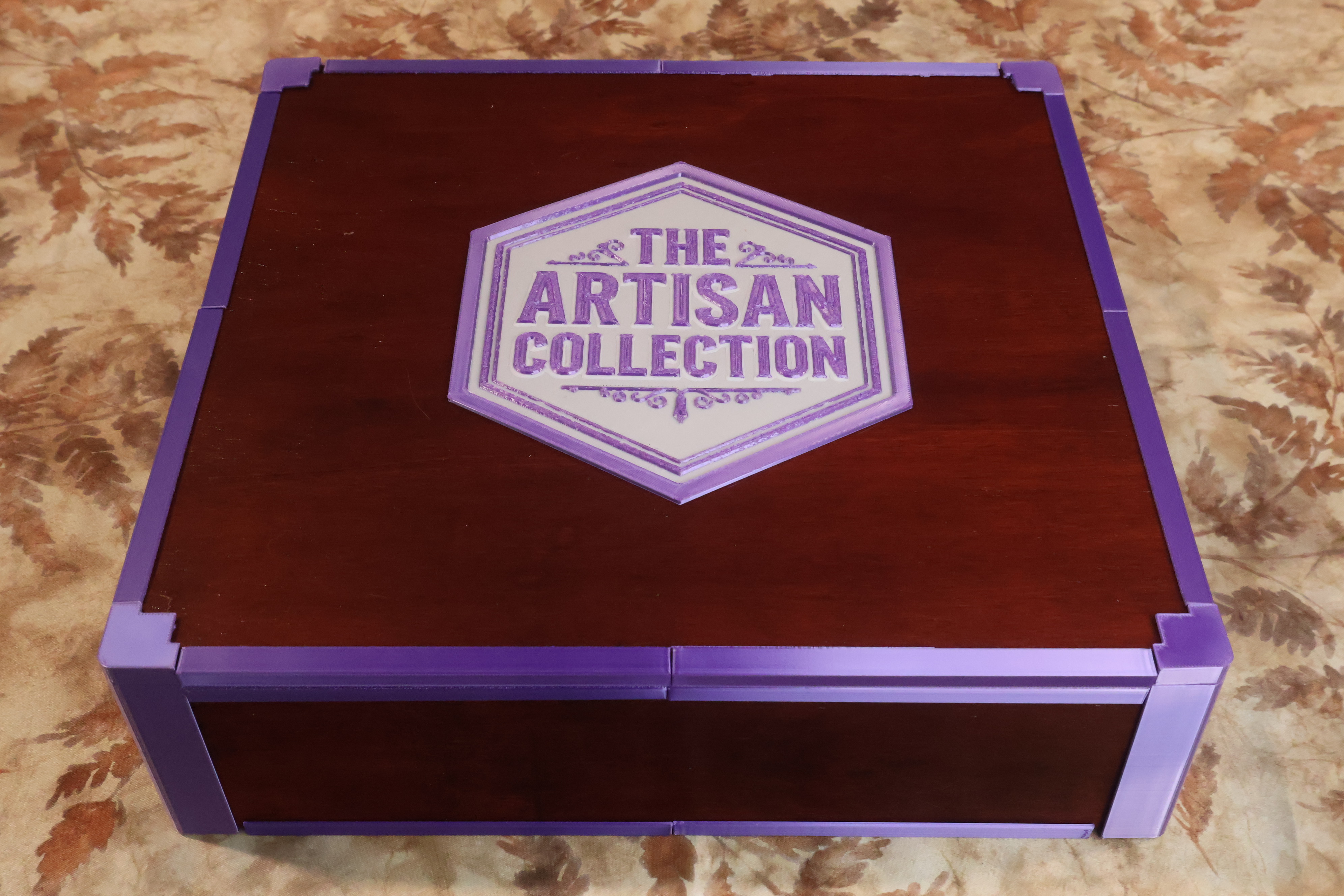 Hand-finished wooden Catan Artisan box in deep Bombay Mahogany stain