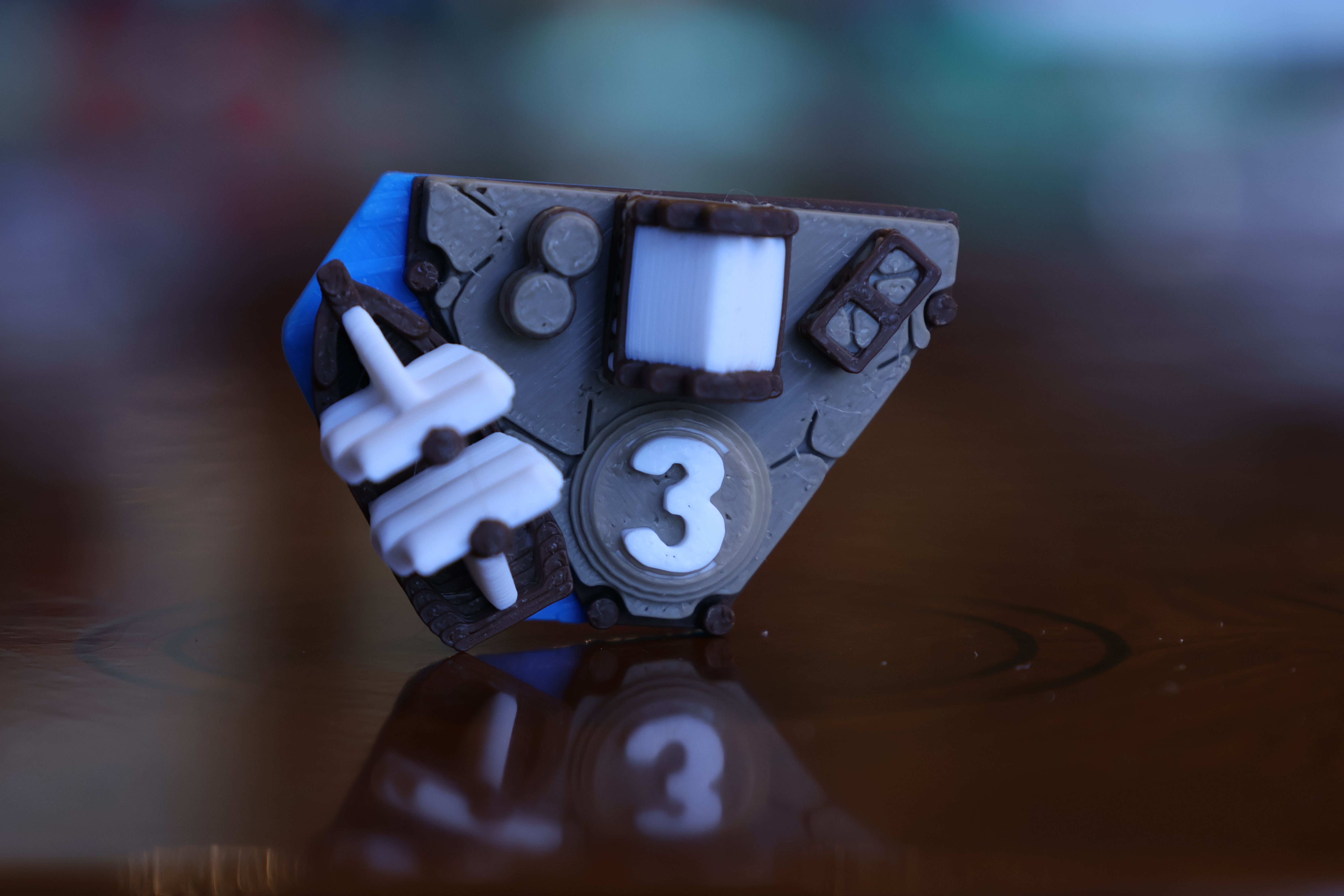 Close-up of the 3-for-1 any-resource harbor port piece, cleanly finished by hand